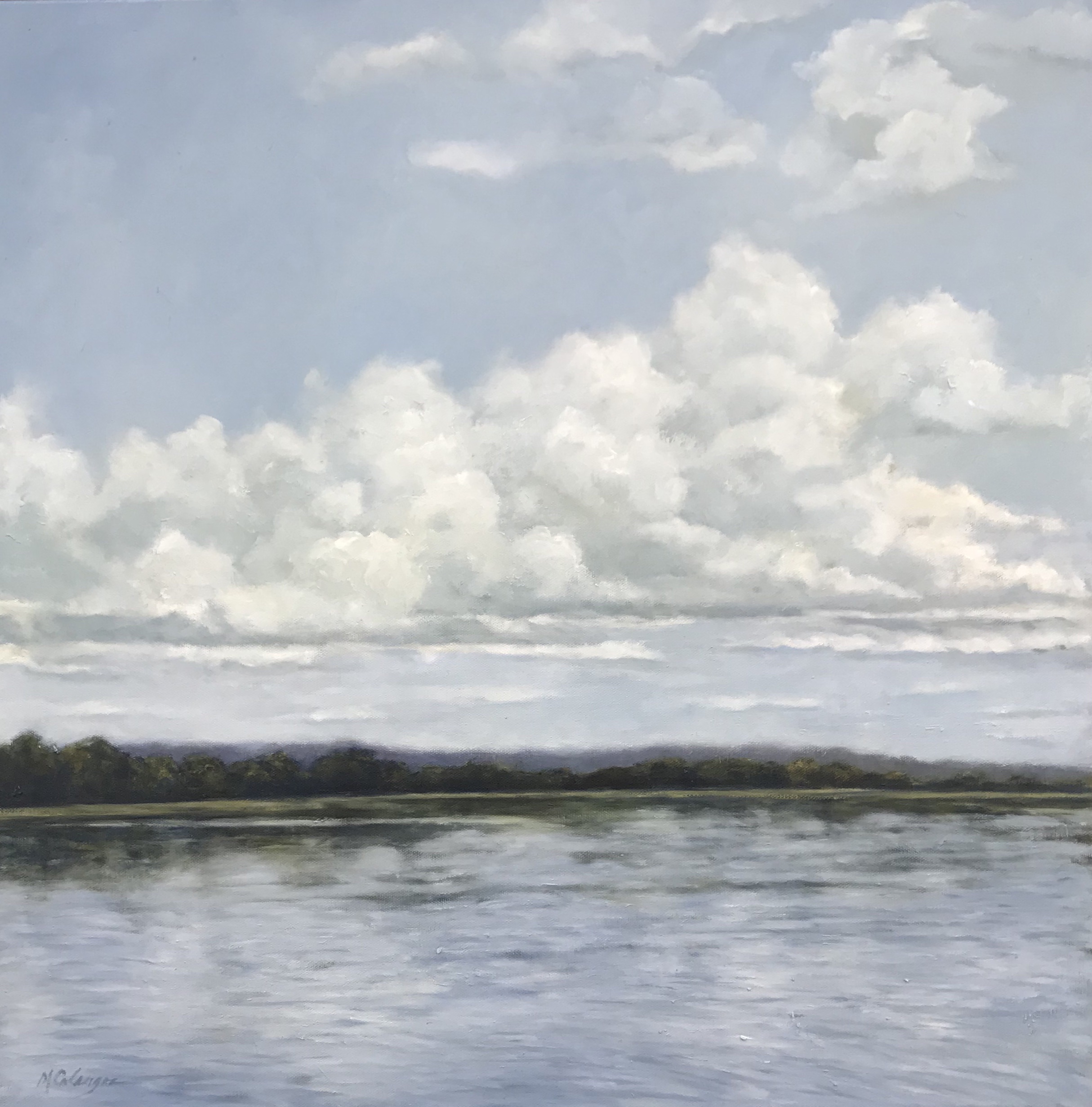 river, landscape, clouds, water, Mississippi, reflections, sky, blue